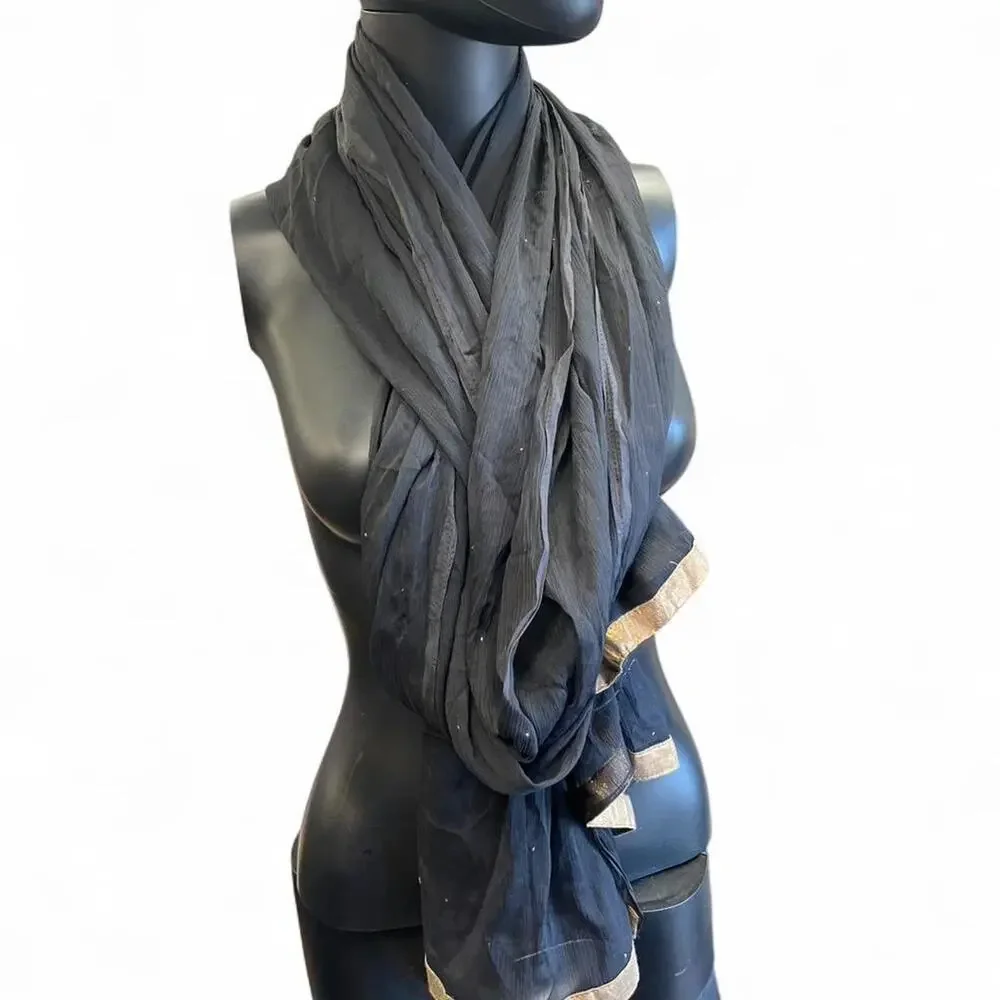 Black and gold silk scarf